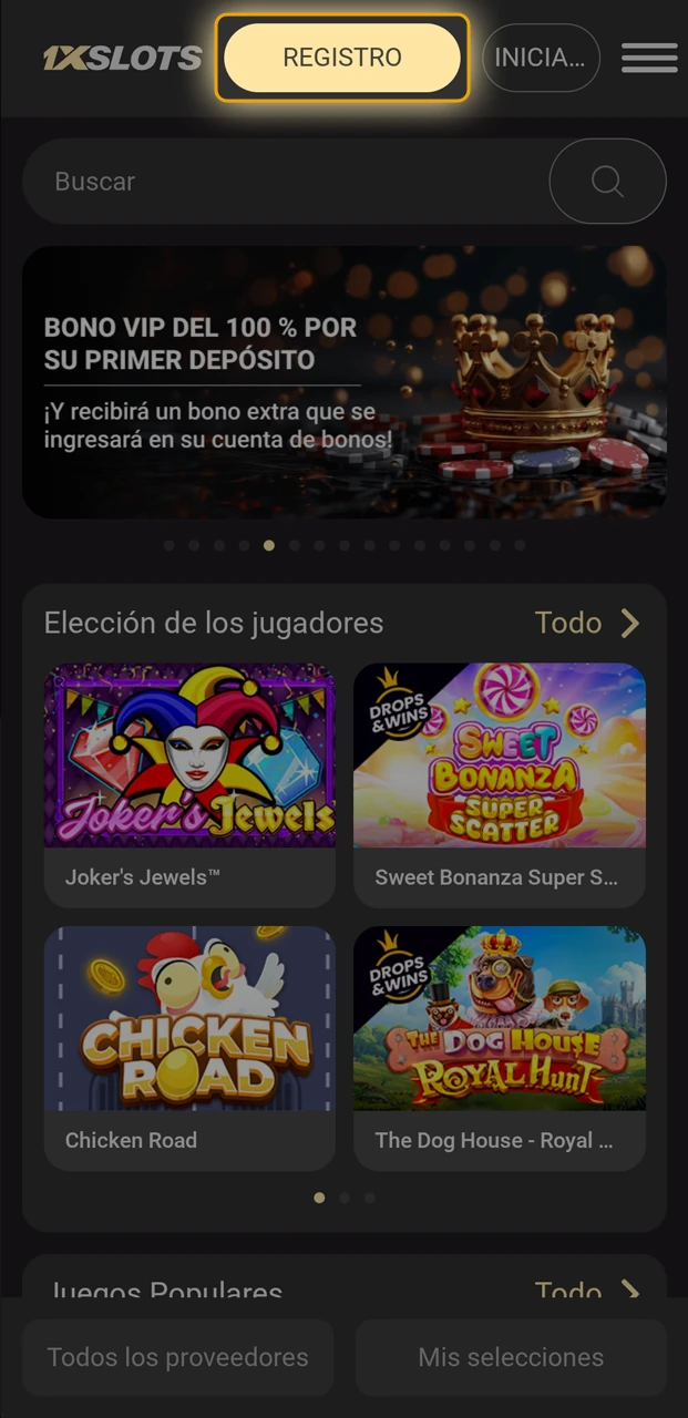 Empezá tu registro en 1xSlots con un solo clic.