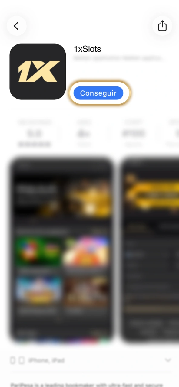 Pulsa este botón para obtener la aplicación 1xSlots para iOS.
