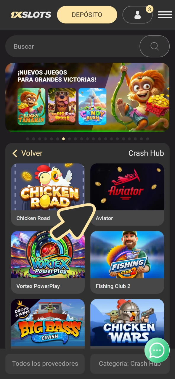 Encuentra Aviator en la aplicación de Android de 1xSlots.