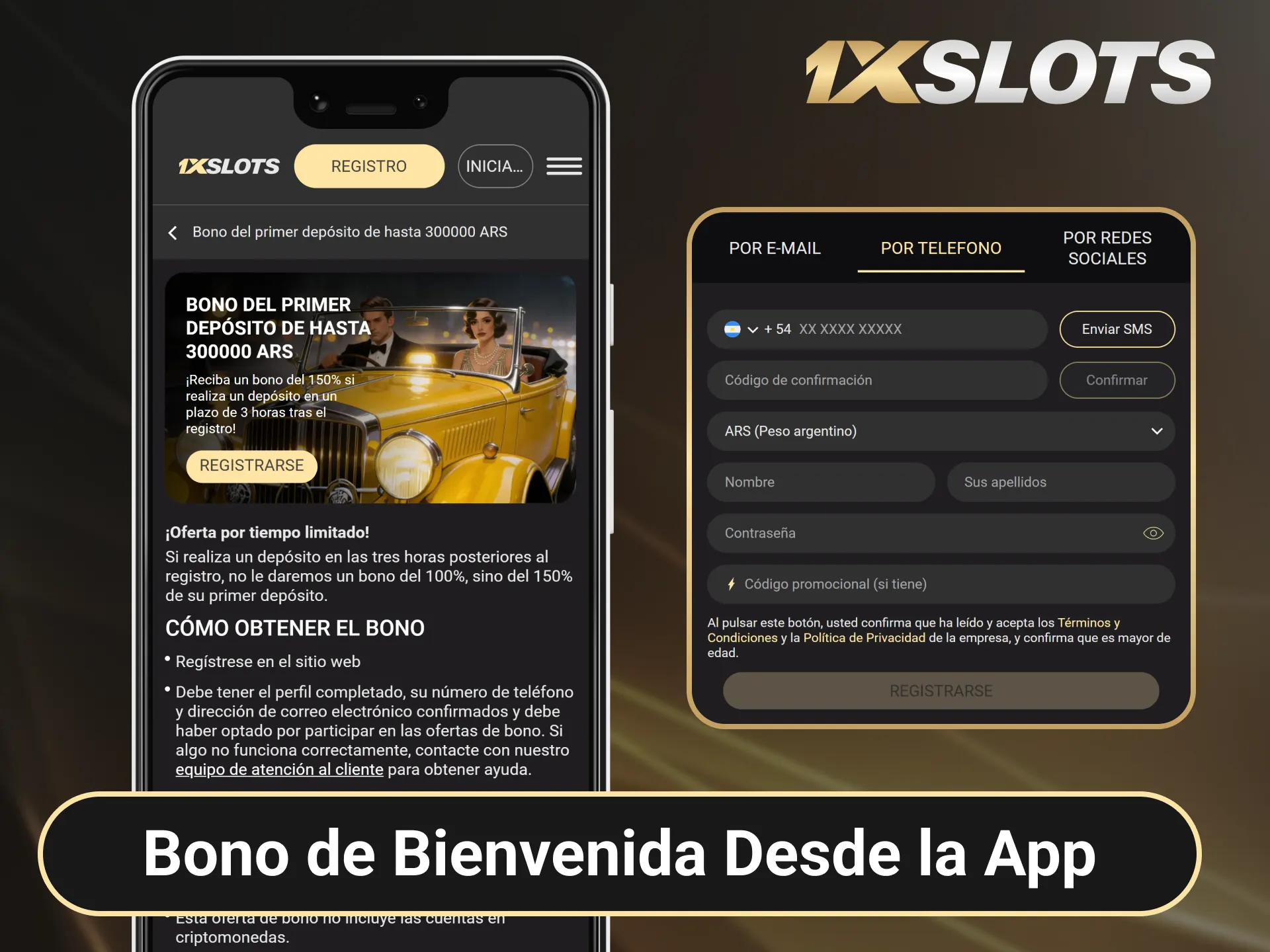 Descargá la app móvil y activá tu bono de bienvenida en 1xSlots Official.