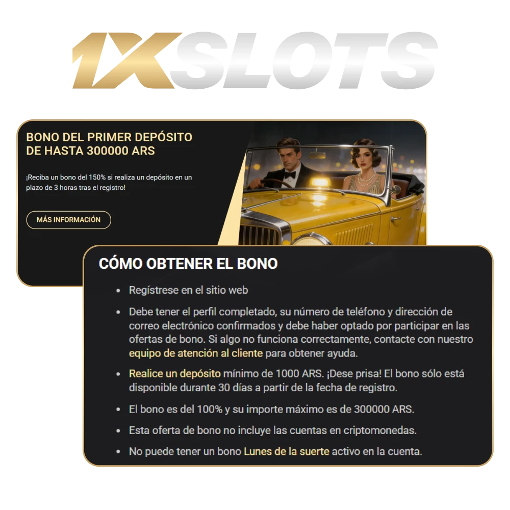 Regístrate y activa el bono de bienvenida de 1xSlots para ganar.