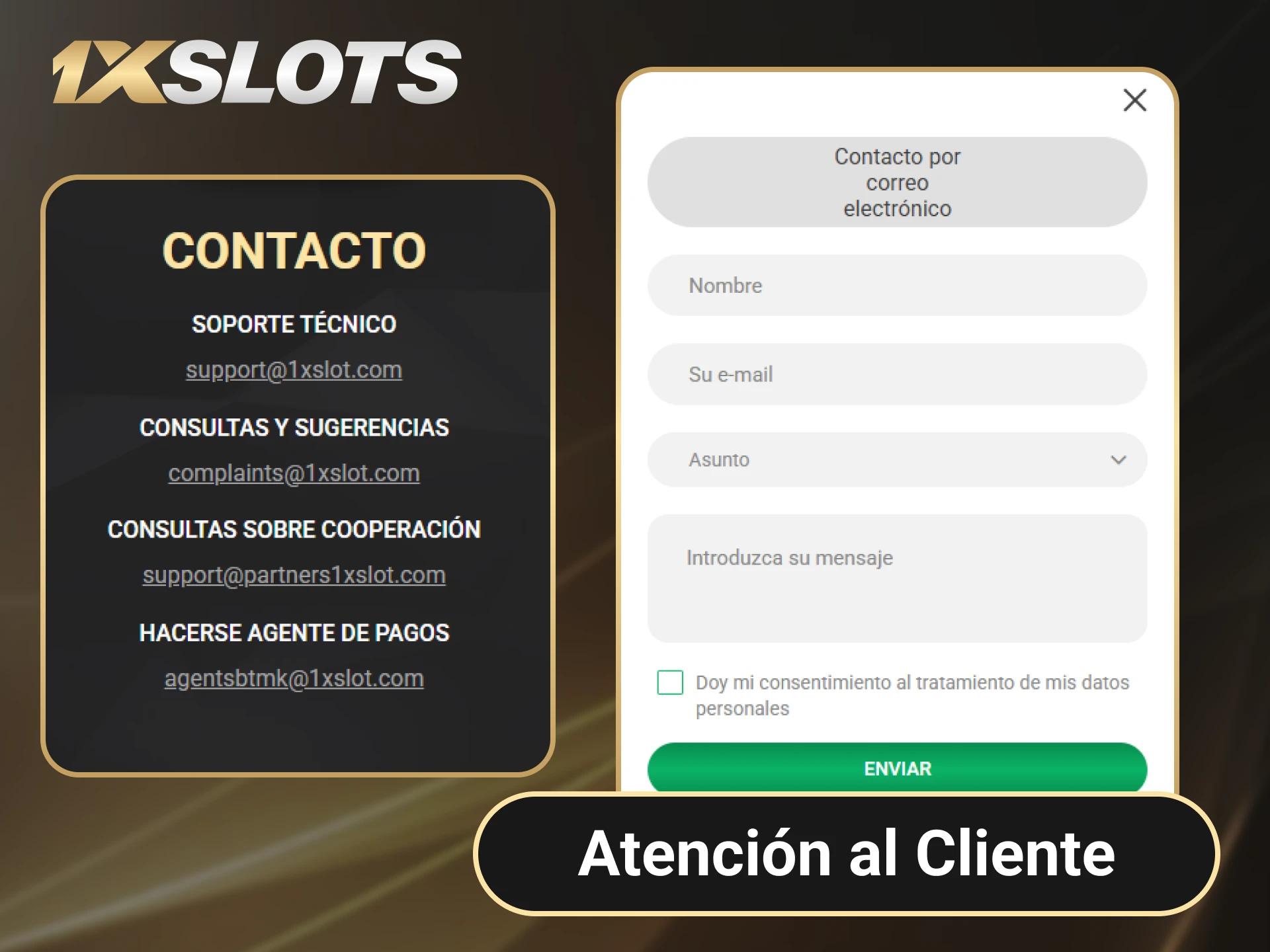 Contacta con Atención al Cliente en Argentina para resolver tus dudas en 1xSlots.