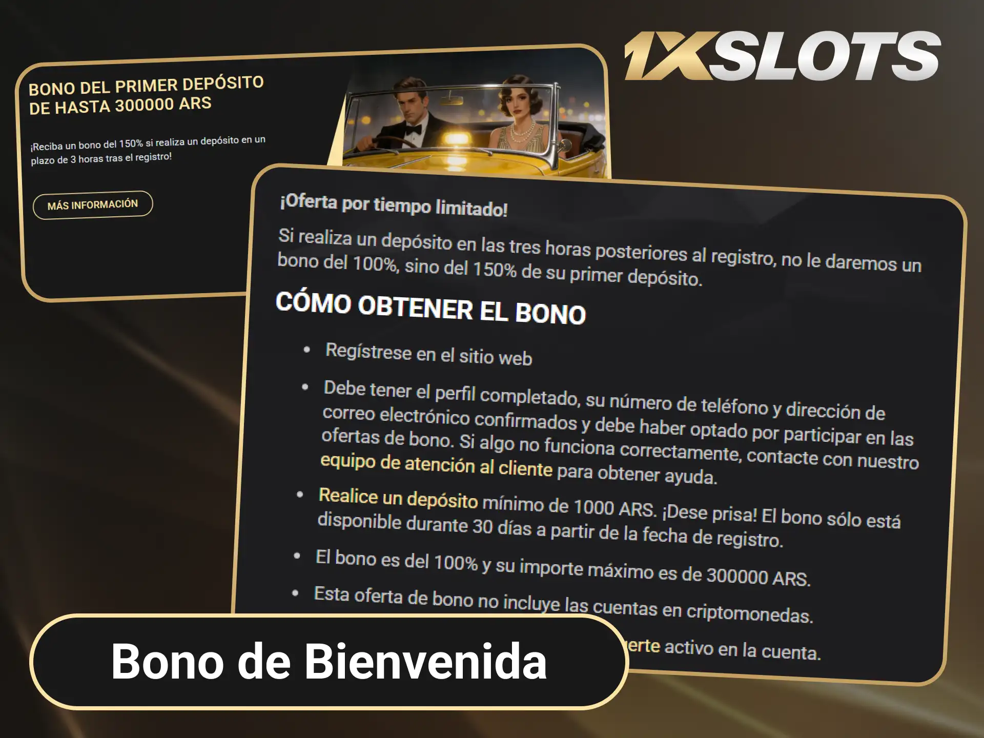 Registrate en la plataforma para activar tu Bono de Bienvenida en 1xSlots.