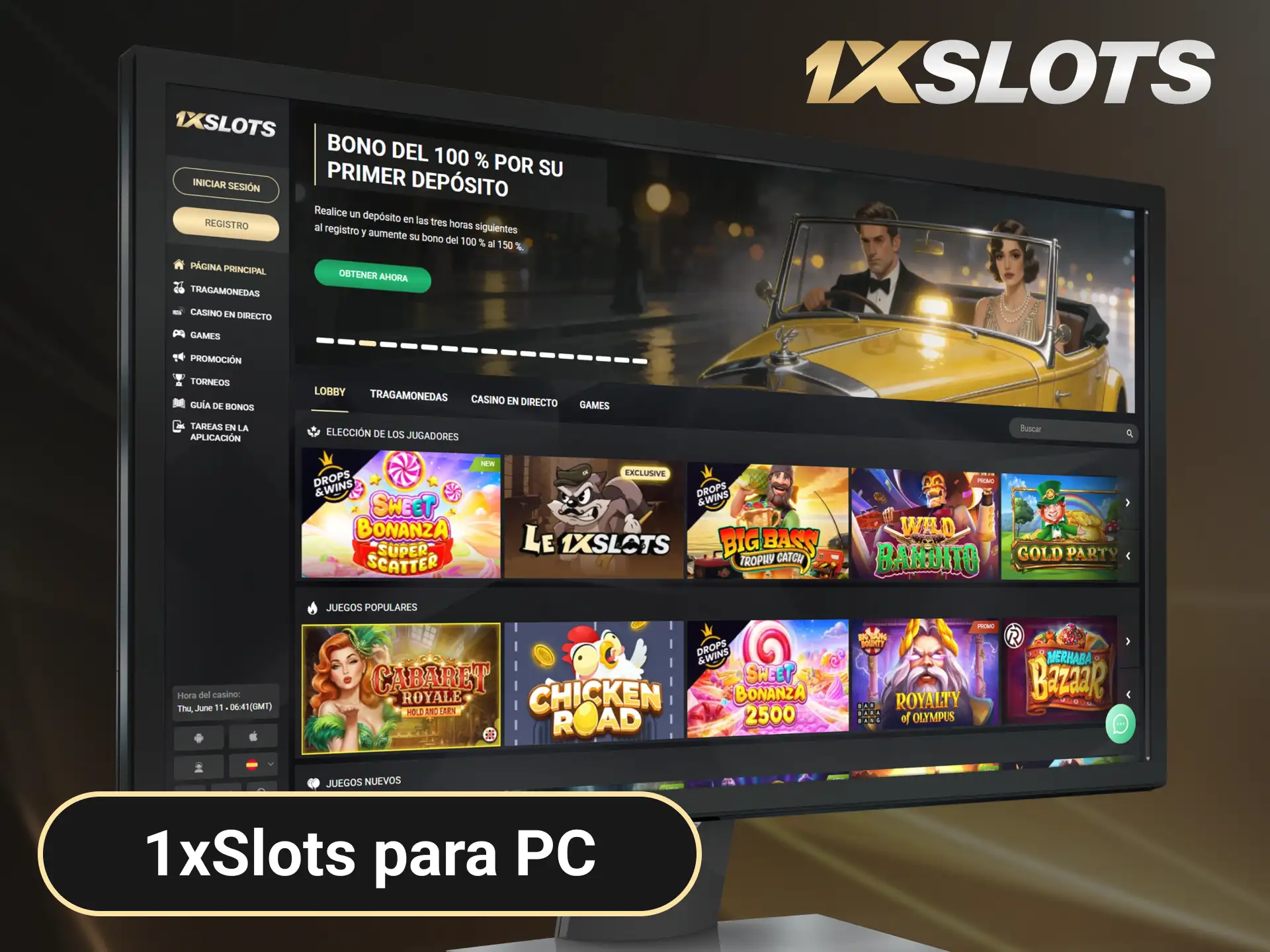 Juega con total comodidad desde la versión de 1xSlots para PC.