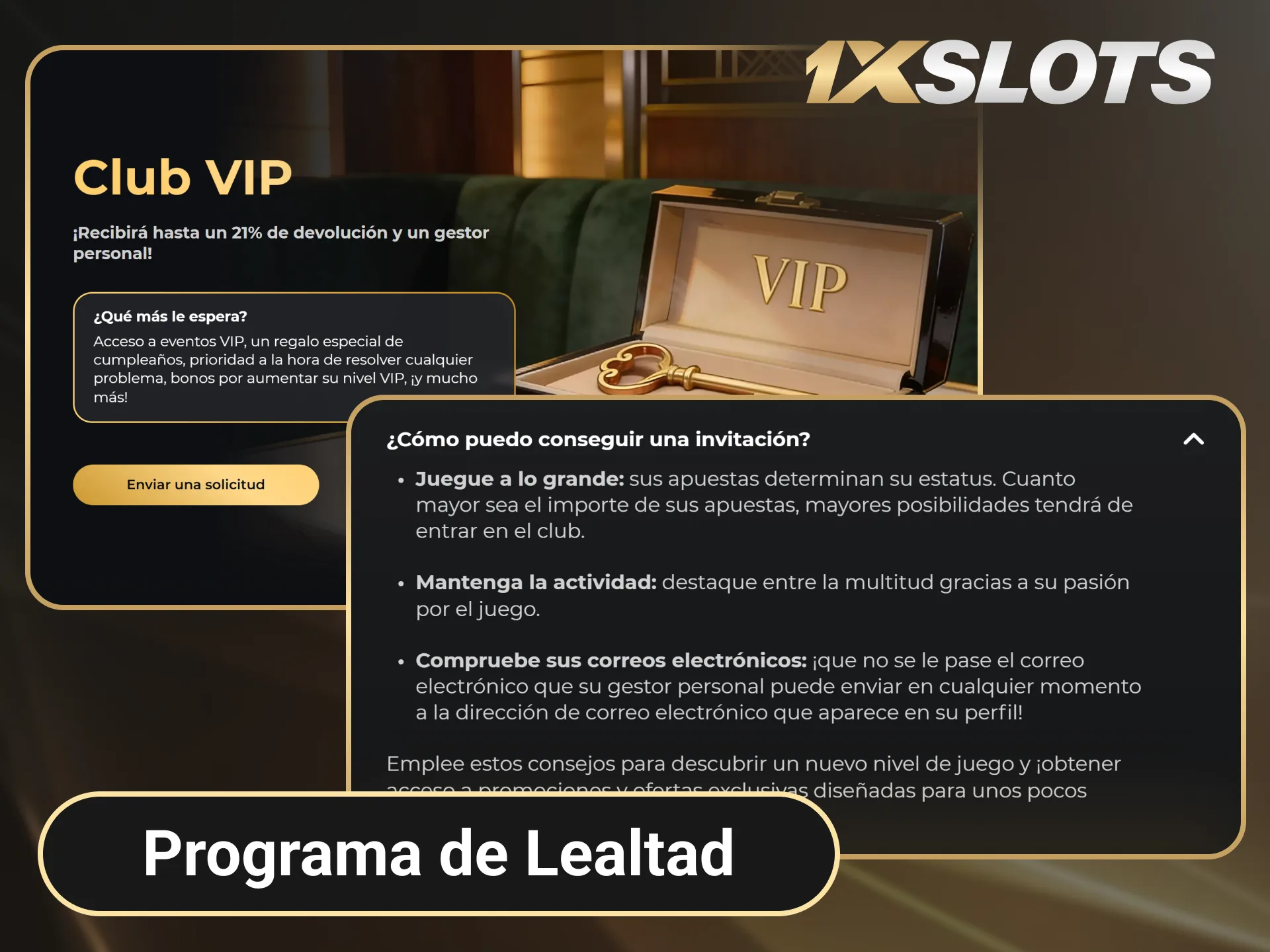 Hazte miembro VIP de 1xSlots para obtener bonos adicionales.