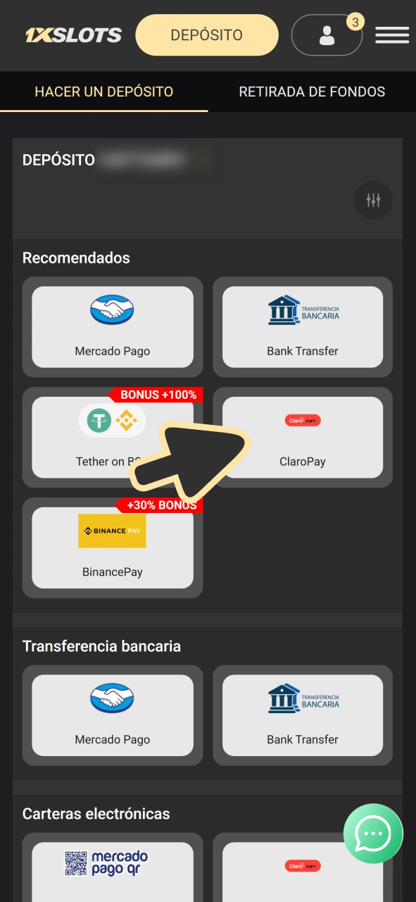 Realiza un depósito para obtener el bono de bienvenida de 1xSlots.