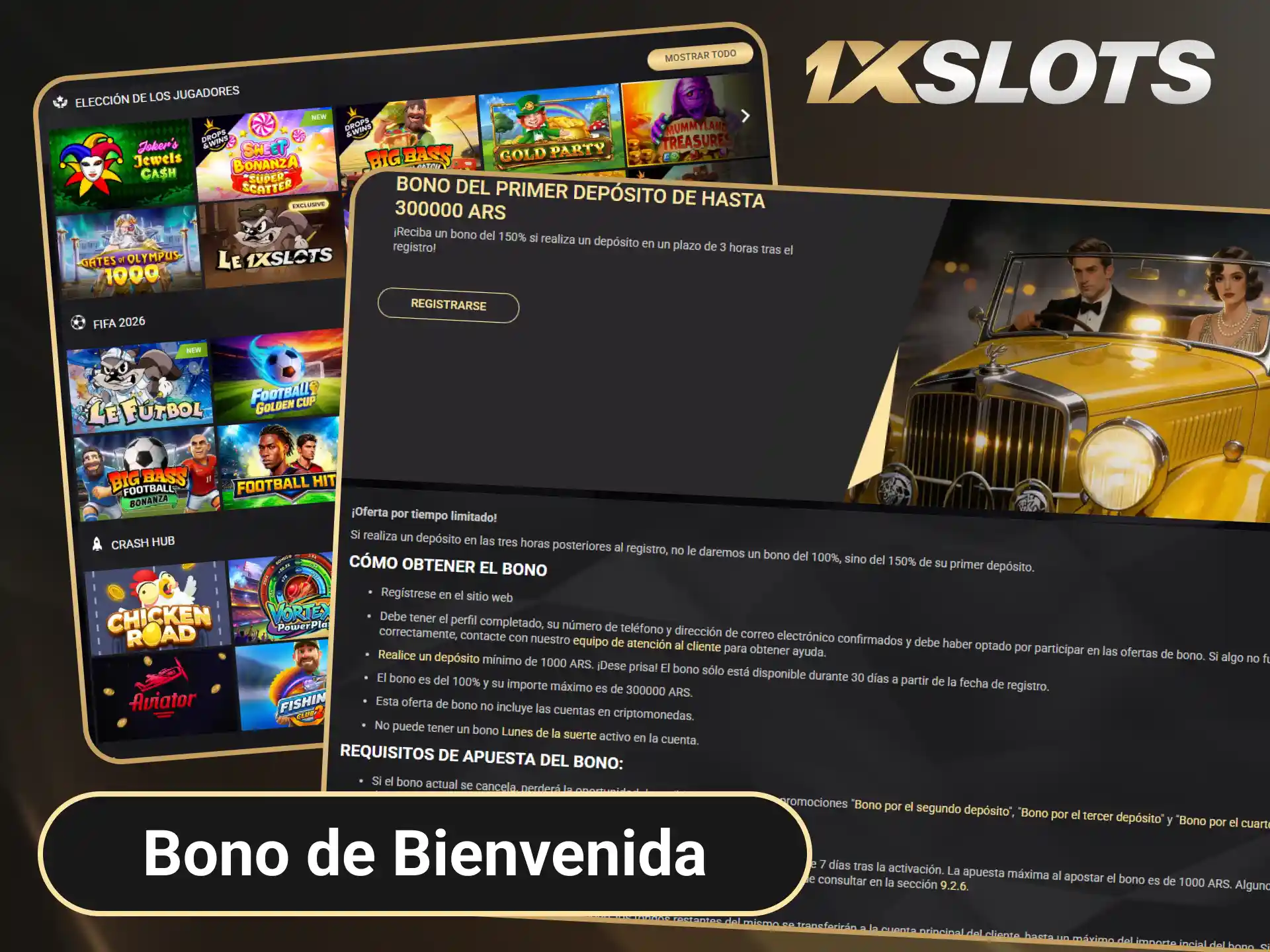Reclama el increíble bono de bienvenida para jugar slots en 1xSlots Official.