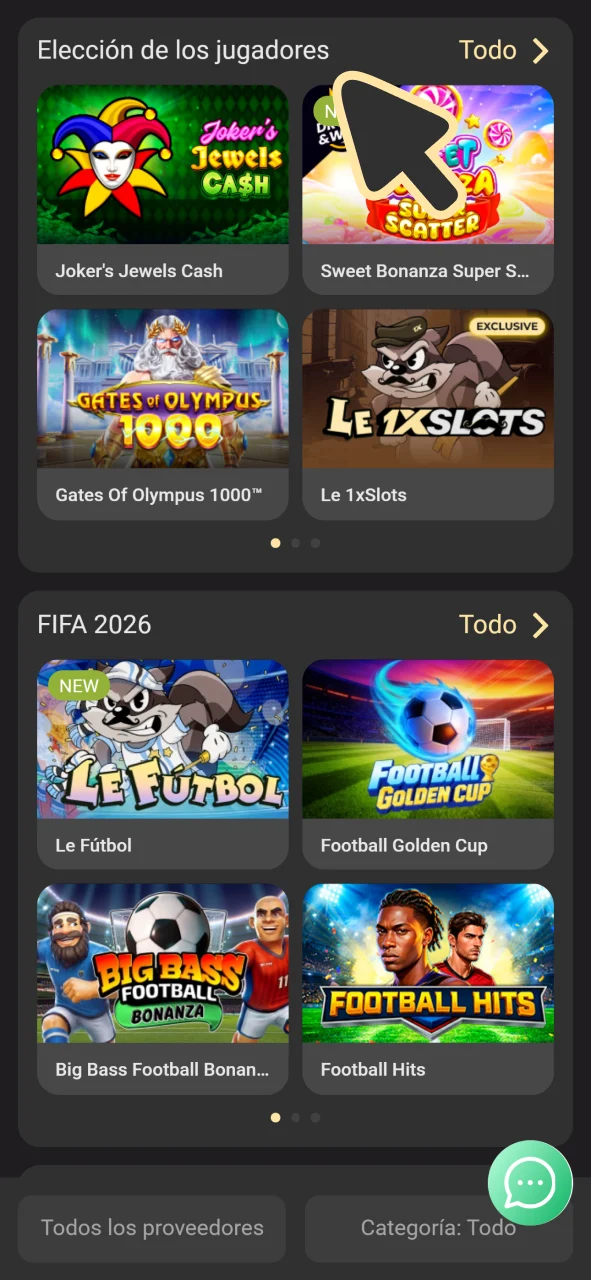 Abre la página principal del casino 1xSlots y elige el juego.
