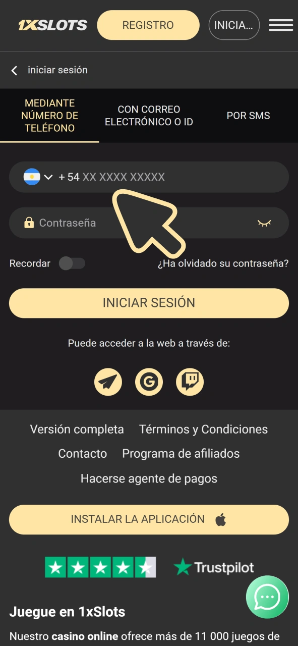 Ingresa a tu cuenta de 1xSlots para comenzar a jugar.